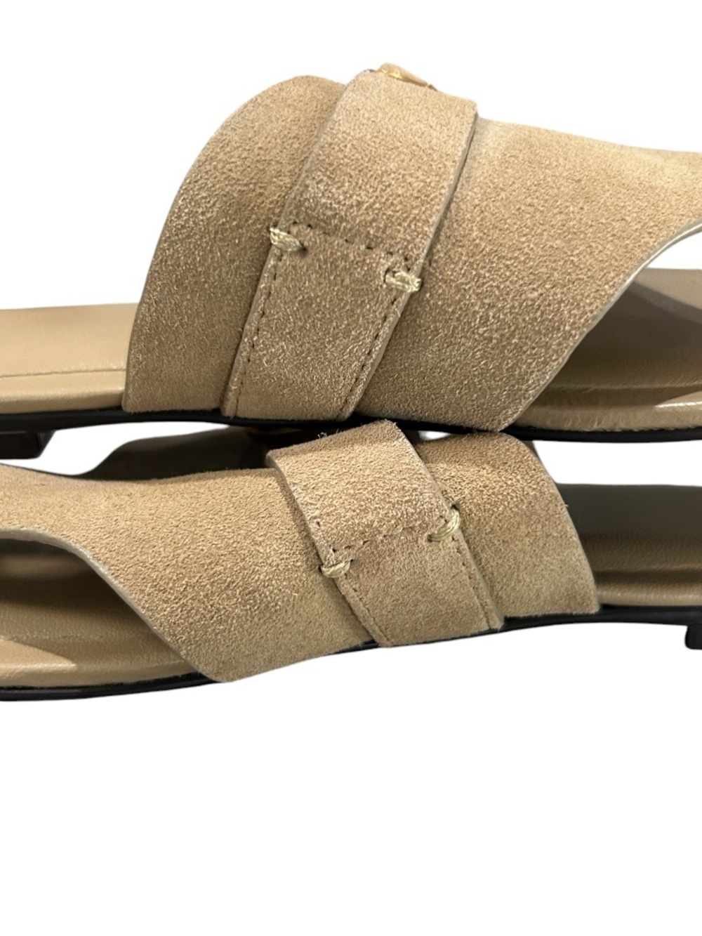 Zara Suede Leather Buckle Sandals In Camel Tan Slip On Size 37 - Picture 8 of 12